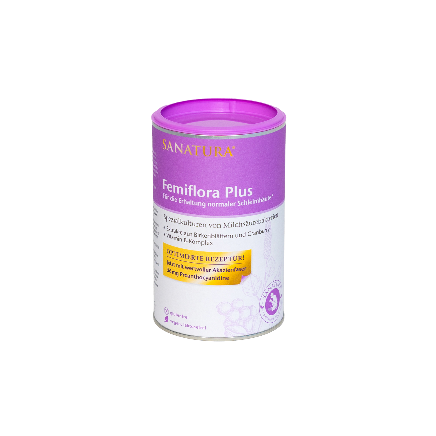 Femiflora Plus 200g - Spezial-Milchsäurekulturen mit Birkenblatt- & Cranberry-Extrakt, Ballaststoffen & B-Vitaminen