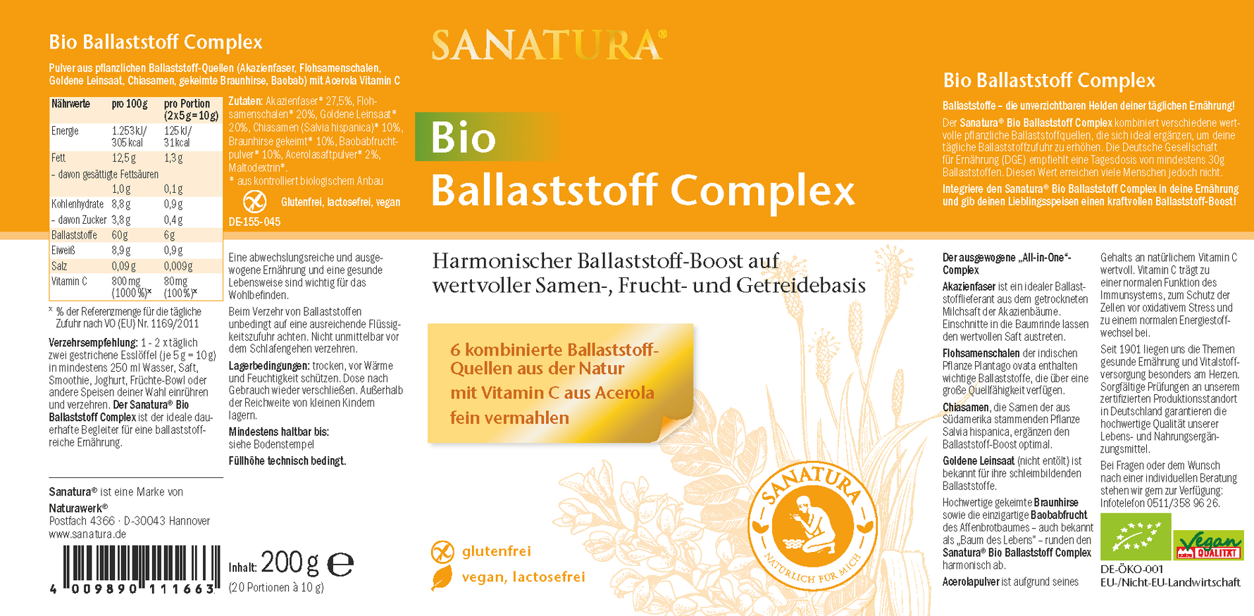 Bio Ballaststoff Complex 200g – Sanatura Shop